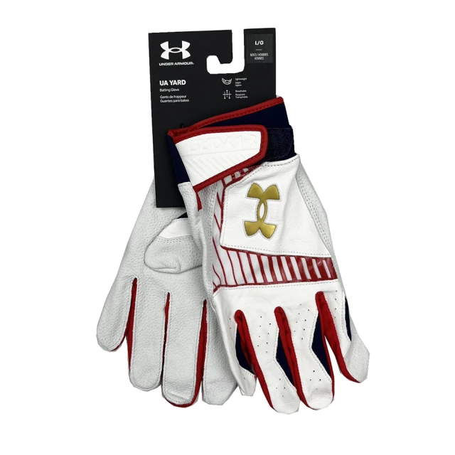 UNDER ARMOURUNDER ARMOUR Yard 9 Stars & Stripes一雙入羊皮打擊手套白X紅(1378758100)