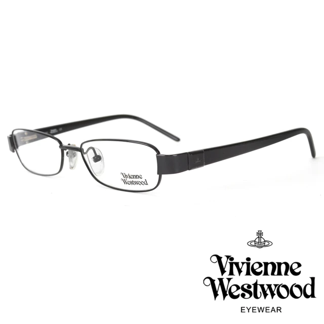 Vivienne Westwood 低調土星LOGO細長方框光學眼鏡(經典黑 VW10901)