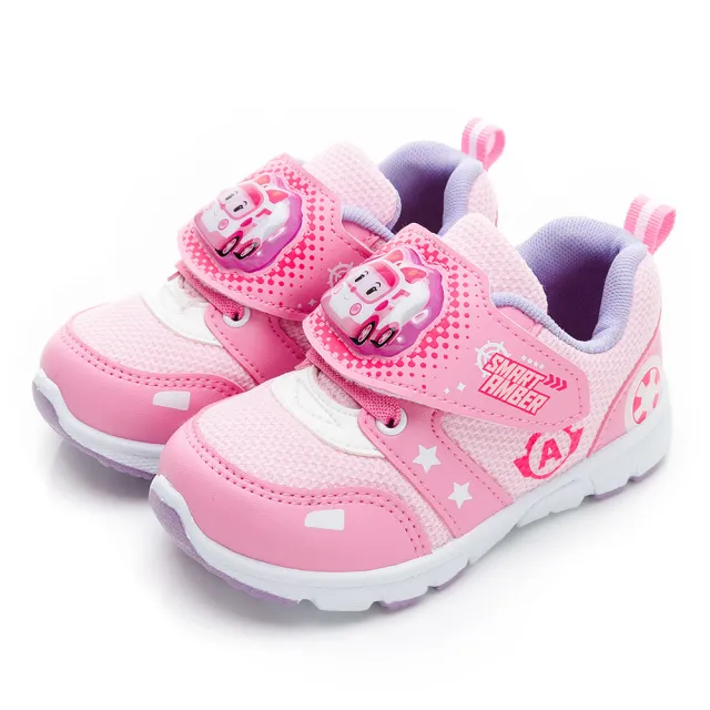 【POLI 波力】正版童鞋 波力 電燈運動鞋/透氣 排汗 輕量 台灣製 粉(POKX34153)