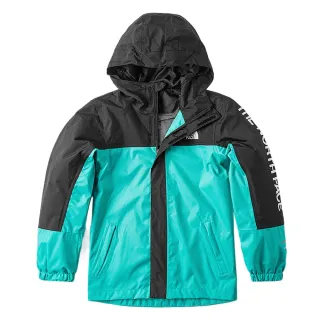 【The North Face 官方旗艦】北面兒童藍黑拚接DryVent防水透氣連帽衝鋒衣｜8A48PIN(外套)