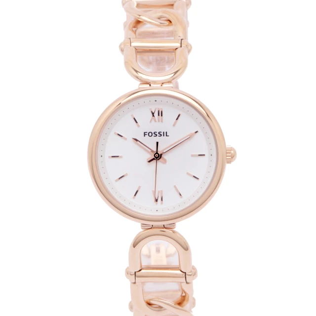 【FOSSIL】甜美不鏽鋼材質手環款錶帶手錶-銀色面x玫瑰金色系/30mm(ES5273)