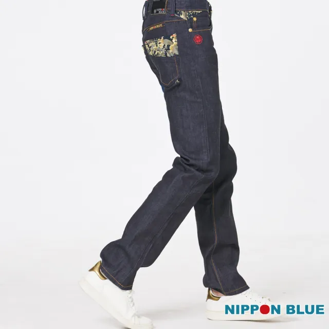 【BLUE WAY】男裝 五輪之卷側刺繡低腰 直筒褲 牛仔褲-日本藍