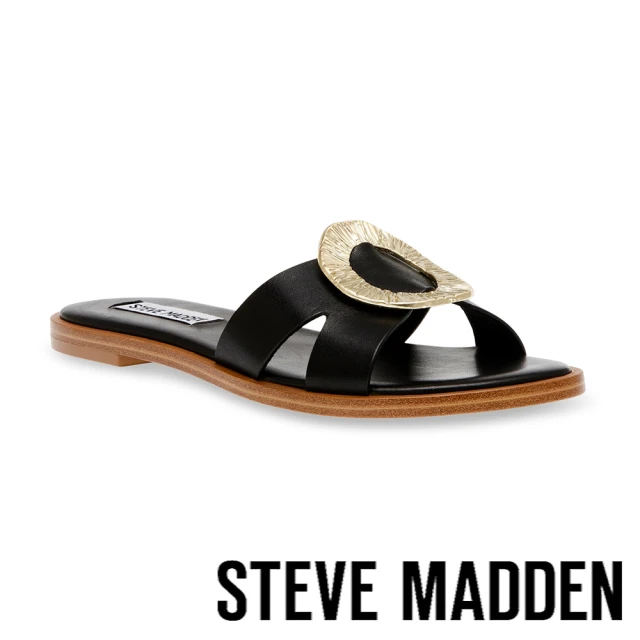 STEVE MADDEN ROSELY 圓型金扣簍空拖鞋(黑色)