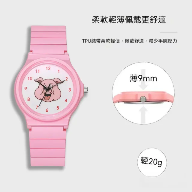 日本電池 周處除三害 陳桂林 桂林仔 同款 粉色豬頭 小豬 學生 TPU卡通錶 手錶(奶奶送的同款小豬手錶)