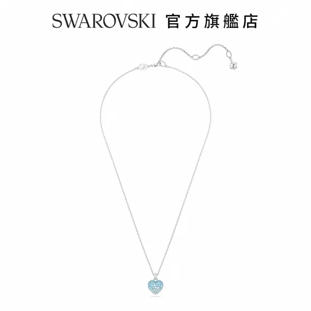 【SWAROVSKI 官方直營】Hyperbola 鏈墜 心形 藍色 鍍白金色