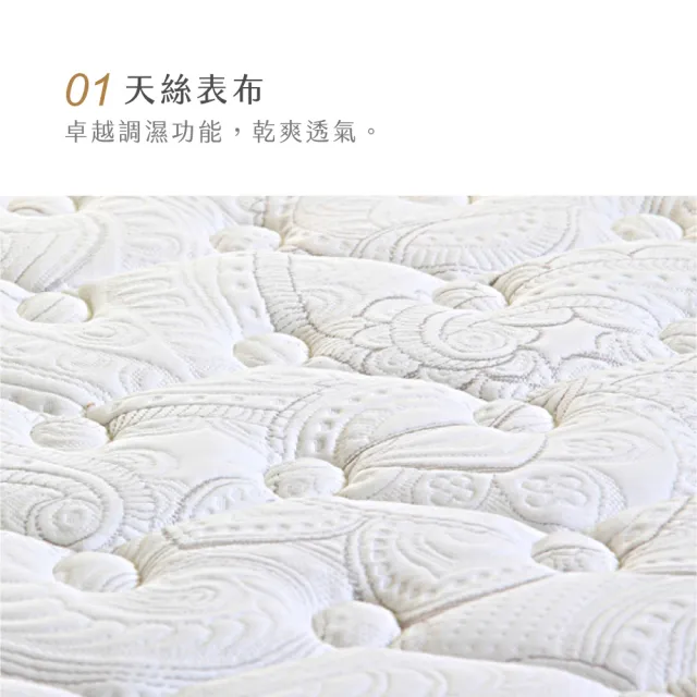 【Lady Americana】萊儷絲凱洛琳 獨立筒床墊-雙人加大6尺 (贈緹花舒眠枕)