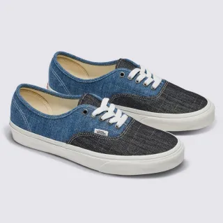 【VANS 官方旗艦】Authentic 男女款藍黑牛仔拼布滑板鞋/休閒鞋