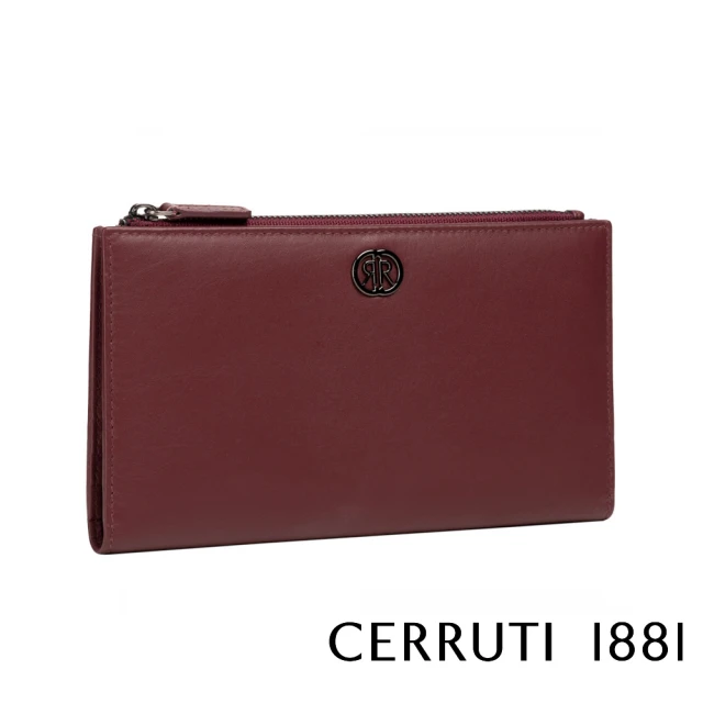 Cerruti 1881 義大利頂級小牛皮女用長夾皮夾 CEPD06327M(酒紅色 贈禮盒提袋)