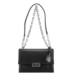 【Michael Kors】高雅壓扣金屬鍊帶雙層上掀斜背包(黑)