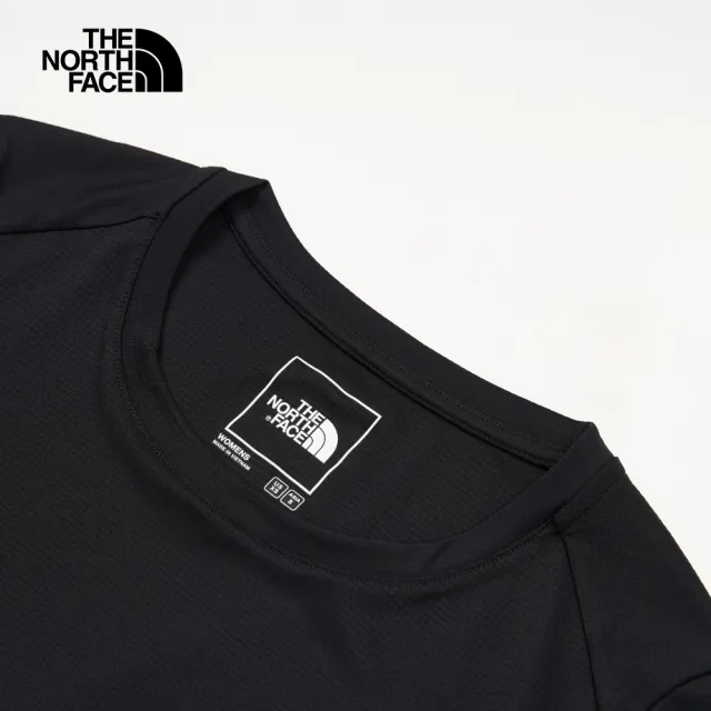 【The North Face 官方旗艦】北面女款黑色吸濕排汗防曬舒適短袖T恤｜83TYJK3