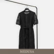 【MEDUSA 曼度莎】現貨-黑色蕾絲燒花開襟綁帶小洋裝（M-XL）｜小禮服 蕾絲洋裝 短袖洋裝(301-70306)