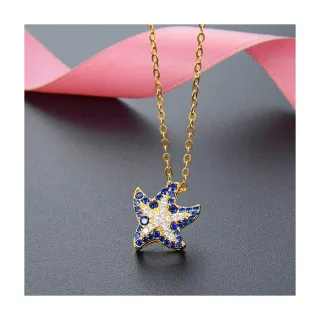【925 STARS】純銀925璀璨彩鑽海星造型項鍊(純銀925項鍊 彩鑽項鍊 海星項鍊)