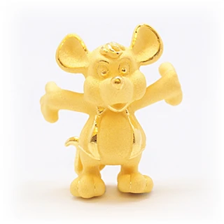 【生活金藝】黃金擺件 卡通生肖-開心鼠(金重1.20錢)