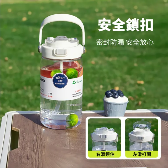 【Dodge 道奇】Tritan材質大容量運動水壺 便攜彈跳蓋雙飲口水瓶 密封防漏太空杯 戶外登山杯1600ml