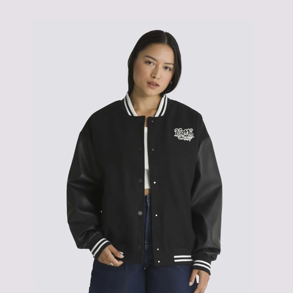 【VANS 官方旗艦】Varsity Club 男女款黑色長袖棒球外套