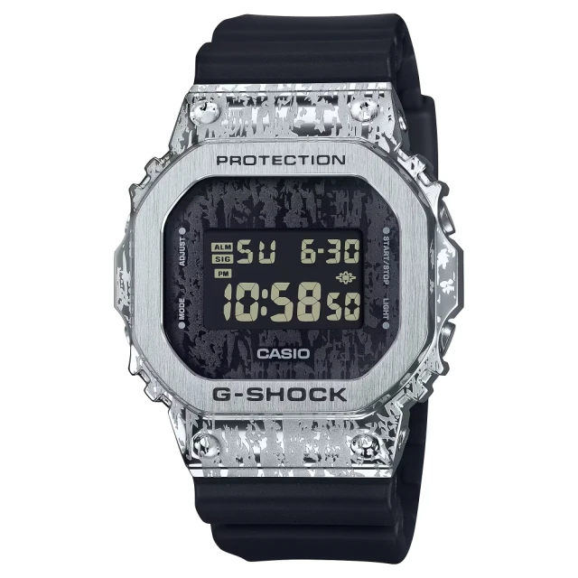 CASIO 卡西歐 G-SHOCK 頹廢風 油漬搖滾金屬數位休閒錶43.2 mm(GM-5600GC-1)