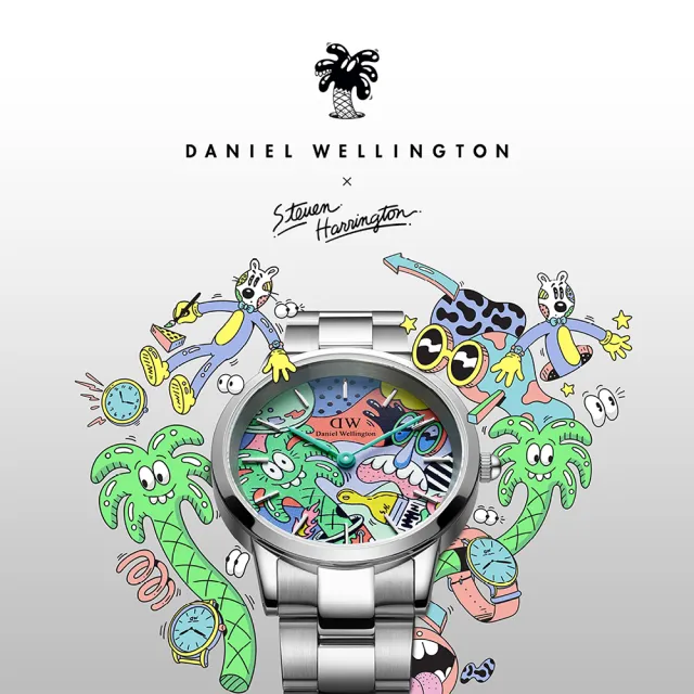 【Daniel Wellington】DW 手錶 Iconic Steven Harrington 40mm限量聯名精鋼錶x墜飾禮盒組