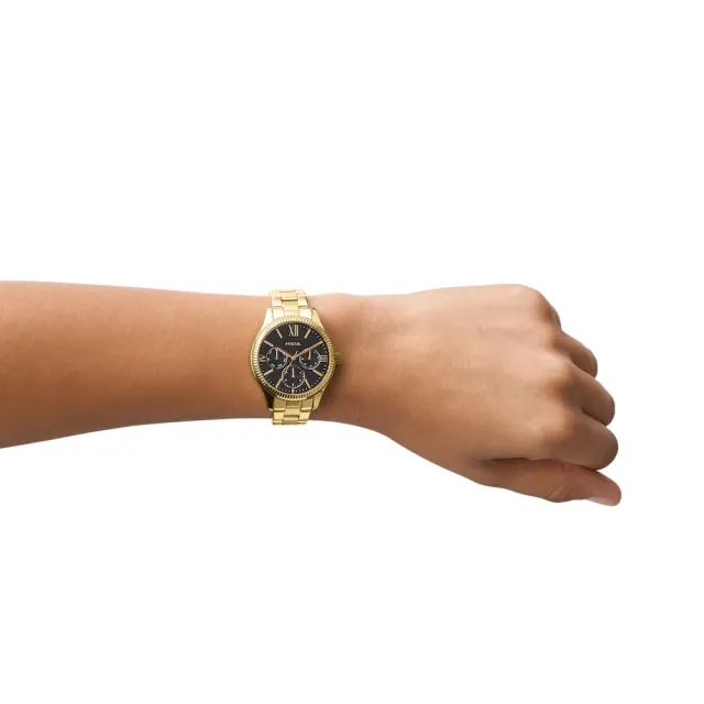 【FOSSIL 官方旗艦館】RYE系列 經典大錶徑三眼女錶 不鏽鋼錶帶指針手錶 36MM(多色可選)