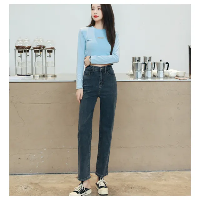 【SCL 南加州丹寧】中大服飾 女裝 丹寧修身鬆緊後腰休閒直筒牛仔褲 二色選 S-5XL 現+預
