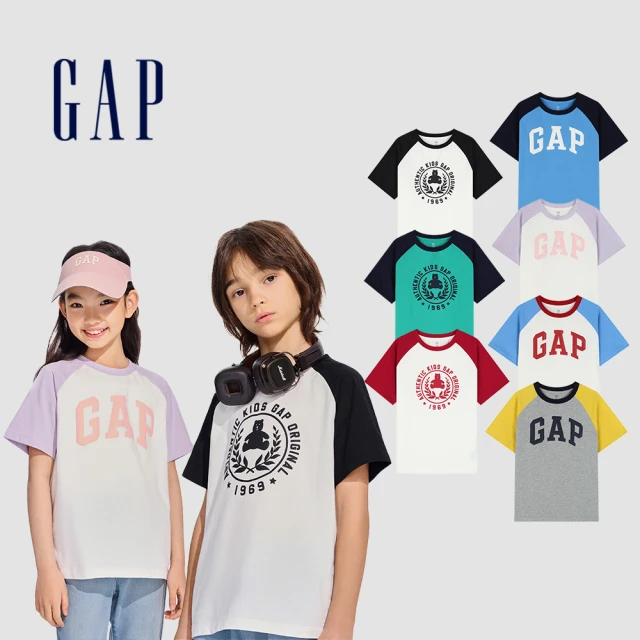 【GAP】兒童裝 Logo/小熊印花純棉圓領短袖T恤-多色可選(890474)