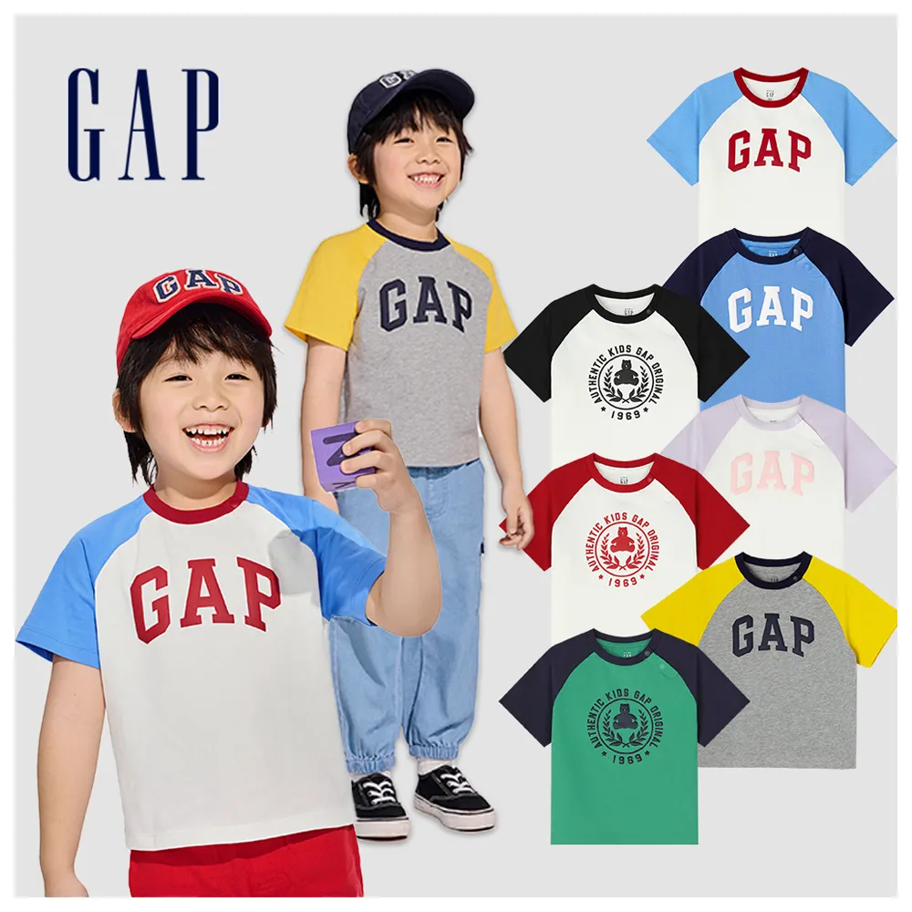 【GAP】幼童裝 Logo/小熊印花純棉圓領短袖T恤-多色可選(890235)