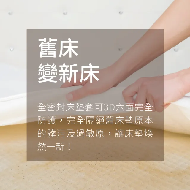 【寢之堡】6面全包100%防水防蟎全密封床墊套保潔墊(雙人5x6.2  高32cm)