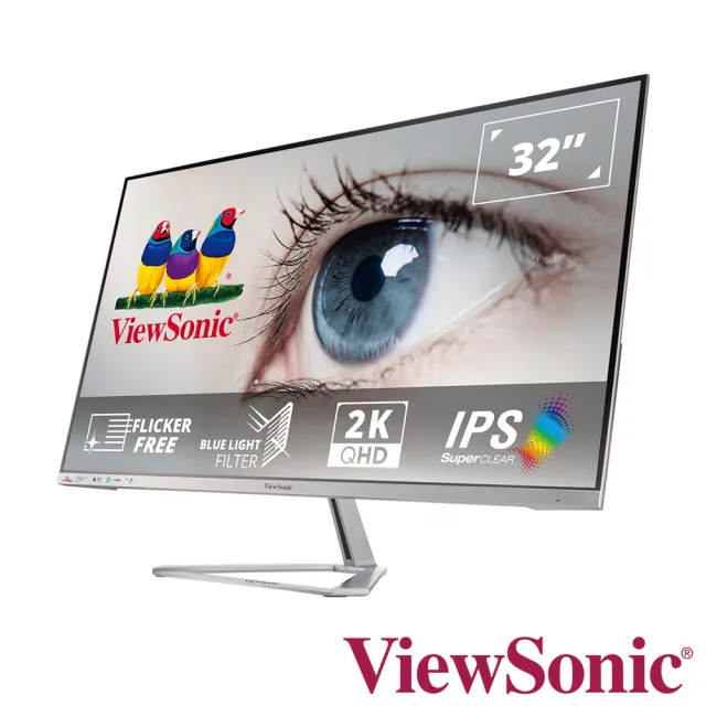 【ViewSonic 優派】VX3276-2K-MHD-2  32型IPS 2K 75Hz無邊框美型螢幕(HDR10/內建喇叭/FreeSync)
