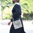 【Balenciaga 巴黎世家】Shopping XXS 簡約經典LOGO鱷魚紋紙袋造型手提包兩用包(銀)