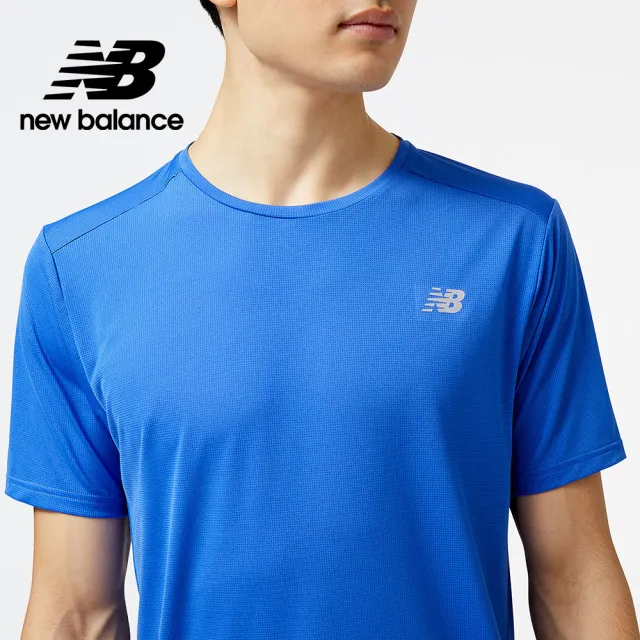 【NEW BALANCE】NB 透氣舒適短袖上衣_男裝_藍色_AMT23222MIB(亞版 版型正常)