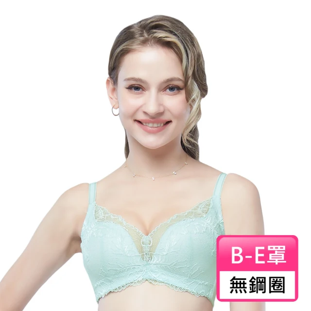 Swear 思薇爾 幸芙Bra系列B-E罩無鋼圈模杯蕾絲集中包覆女內衣(冰雪綠)