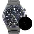 【CITIZEN 星辰】光動能 萬年曆 電波錶 藍寶石水晶玻璃 日期 鈦金屬手錶 藍x鍍黑 42mm(CB5967-66L)