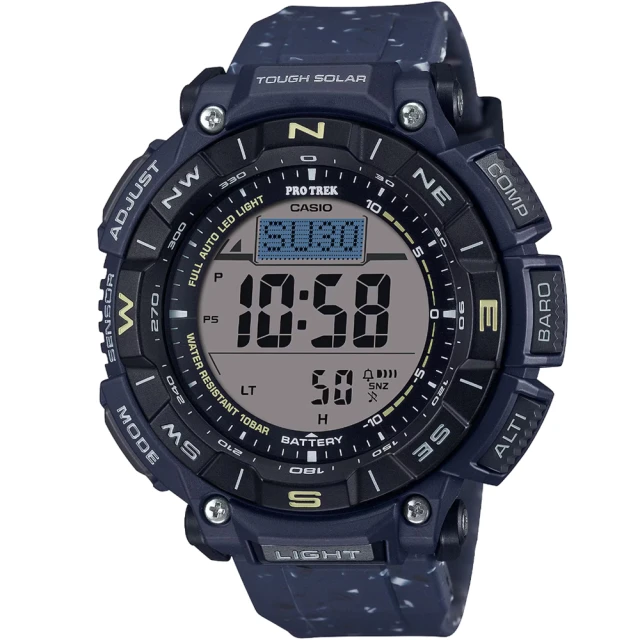 CASIO 卡西歐 卡西歐 PROTREK 多功能太陽能登山膠帶錶-黑X藍(PRG-340SC-2)