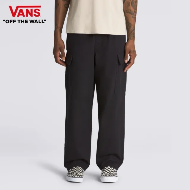 【VANS 官方旗艦】Range Cargo Baggy 男女款黑色錐形彈性鬆緊帶工裝長褲