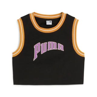 【PUMA】鋪棉背心 短版 休閒背心 女 流行系列P.Team Fanbase 黑色(62502401)