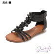 【J&H collection】波西米亞風情花朵綴飾跛跟羅馬涼鞋(現+預  黑色 / 米色)