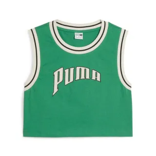 【PUMA】鋪棉背心 短版 休閒背心 女 流行系列P.Team Fanbase 綠色(62502486)