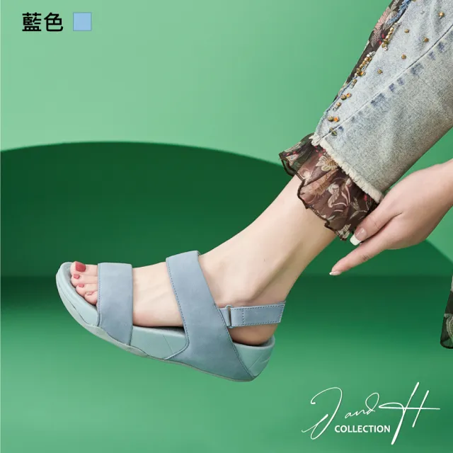 【J&H collection】簡約舒適彈力輕盈厚底休閒生活涼鞋(現+預  黑色 / 粉色 / 米色 / 藍色)