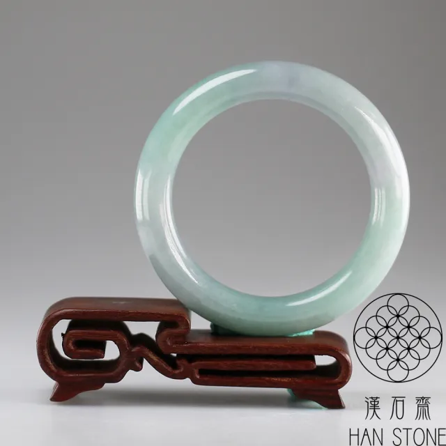 【漢石齋】天然翡翠A貨 圓條手鐲玉鐲 春帶彩種(手圍16.5/版寬11.2mm)