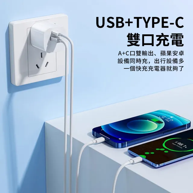 【YUNMI】PD雙孔快充頭 30W GaN氮化鎵 Type-C+USB-A 充電器 旅行快充頭(iPhone14/iPhone15充電器)