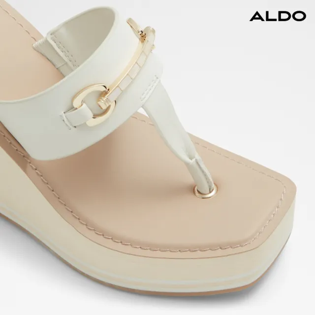 【ALDO】MANALAENA-輕盈舒適楔型夾腳涼拖鞋-女鞋(米白色)