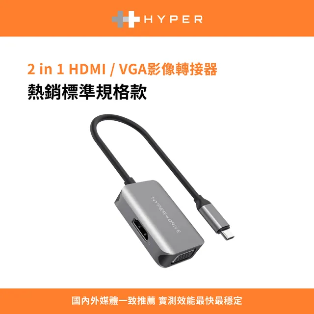 【HyperDrive】2-in-1 USB-C Hub-太空灰(適用M1/M2/M3)