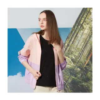 【LUNG.L 林佳樺】LP69C粉色拼接紫色連帽長袖女裝外套(棉質)