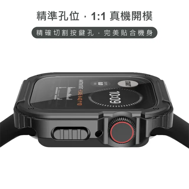 【RedMoon】APPLE Watch Ultra 2 / Ultra 49mm 衝鋒盔甲錶殼 9H鋼化玻璃+PC全包覆雙料防摔保護殼