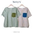 【betty’s 貝蒂思】復古格紋口袋下擺抽皺短袖上衣(共二色)