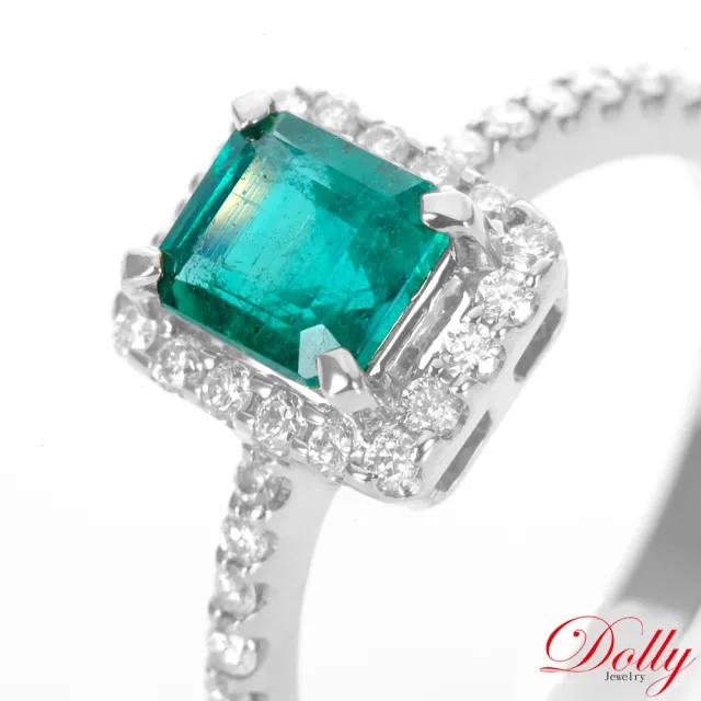 【DOLLY】0.90克拉 天然哥倫比亞祖母綠18K金鑽石戒指