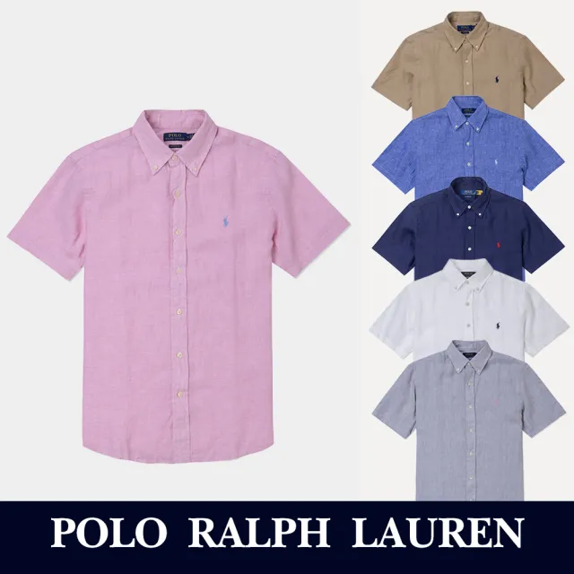 【RALPH LAUREN】RL POLO 經典刺繡小馬短袖襯衫 上衣-多色組合(亞麻布料/ CLASSIC FIT / 平輸品)