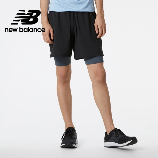 NEW BALANCE NB 假兩件7吋機能短褲_男性_黑色_MS21150BK