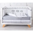 【Lebaby 樂寶貝】Denmark丹麥三合一嬰兒床+高密度支撐棉床墊＋寢具五件組(嬰兒床/成長床/美式小沙發)