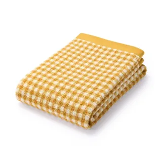 【MUJI 無印良品】棉圈絨雙線織小浴巾/芥黃格紋