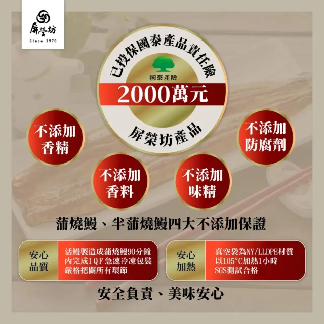 【屏榮坊】肉多多蒲燒鰻(每尾500g±10%/醬汁比例33%/共8尾入/蒲燒鰻/冷凍烤鰻魚/真空蒲燒鰻)